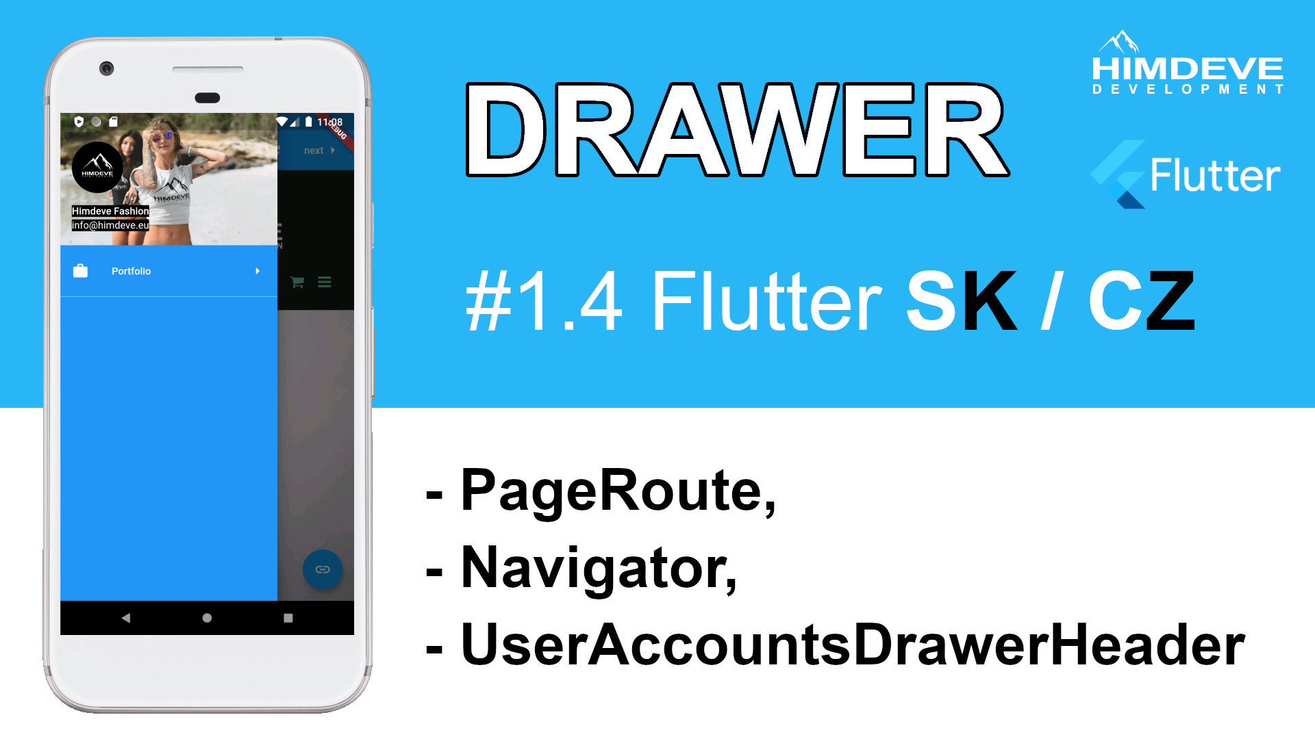 #1_4 Drawer Flutter SK / CZ tutorialy